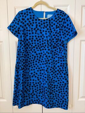 CeCe Blue and Black Polka Dot Shift Dress
